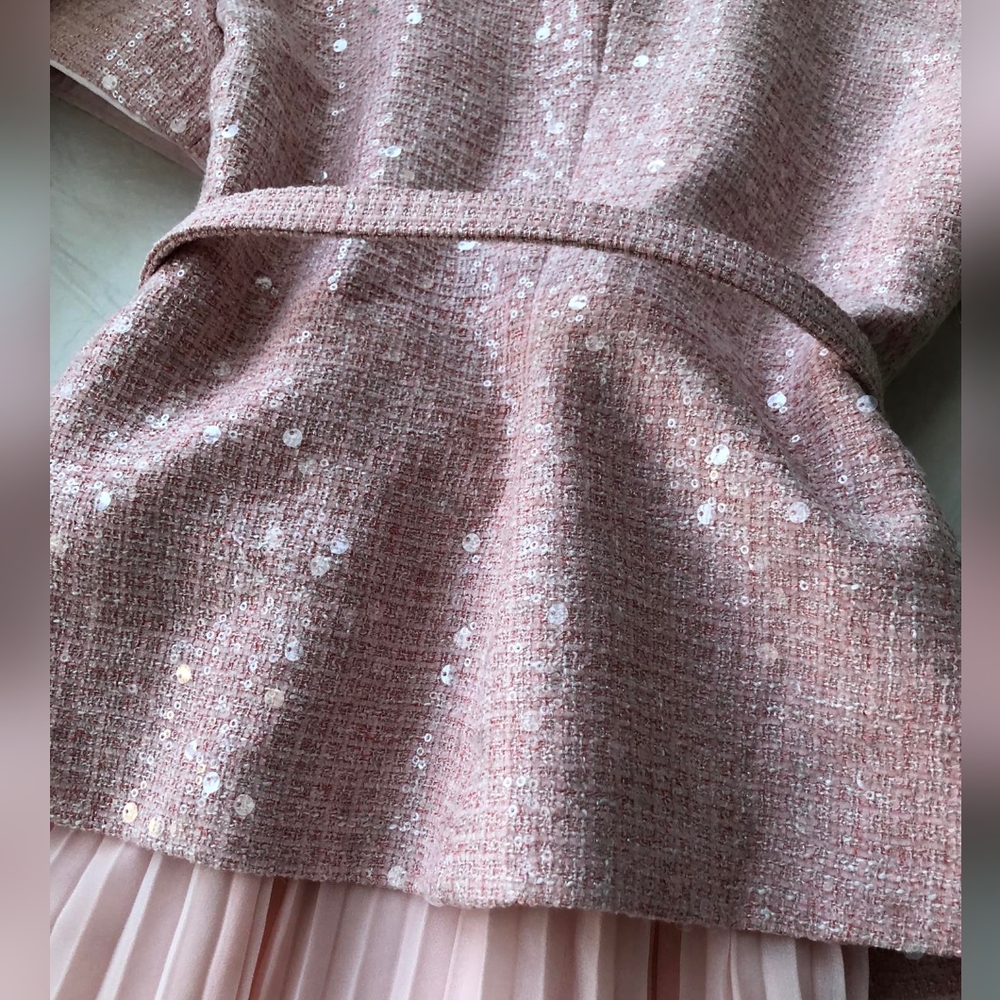 Self-Portrait Pink Boucle Midi Dress - Picture 10 of 13
